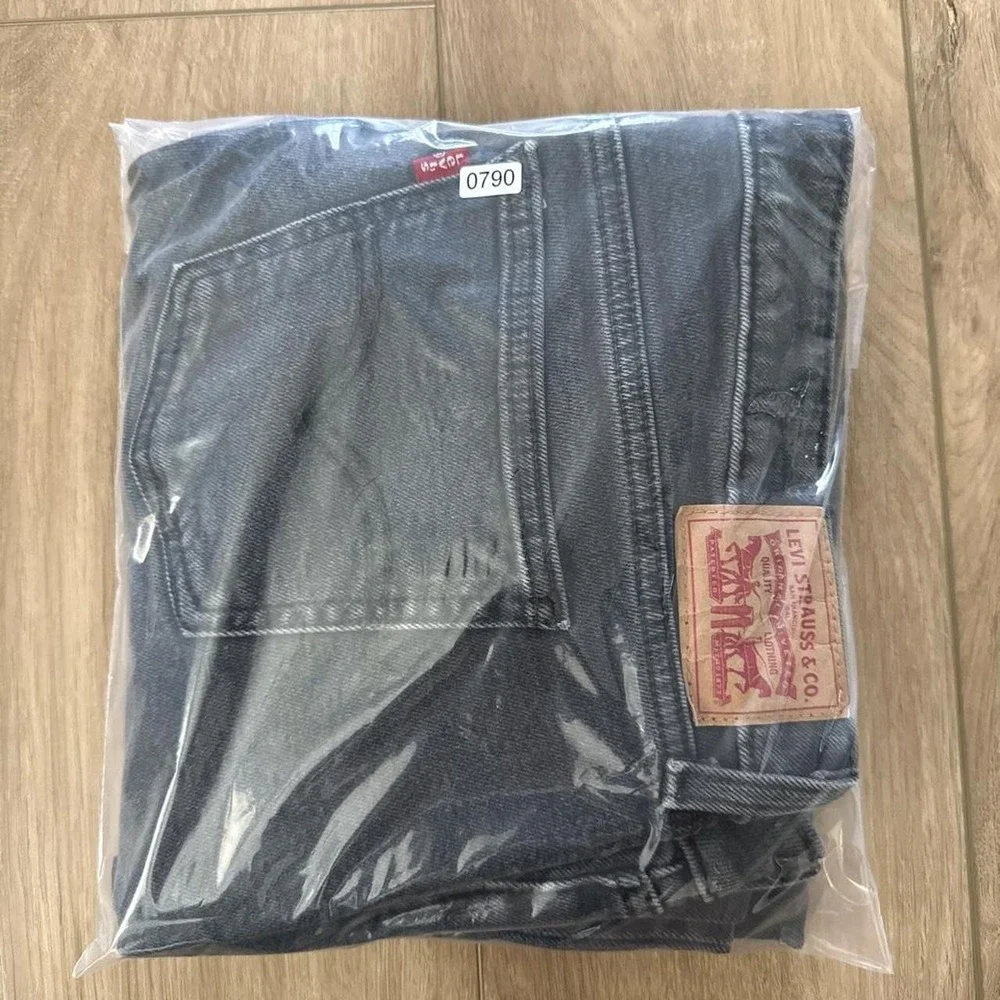 Levis Super Low Boot Dark Wash Distressed Jeans Mens 34x32 Grey Black